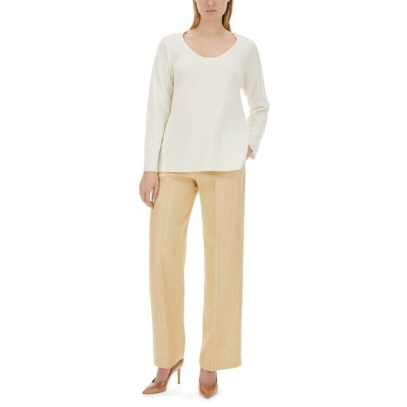 Fabiana Filippi V-Neck Sweater With Ribbed Texture And Side Slits - NWT